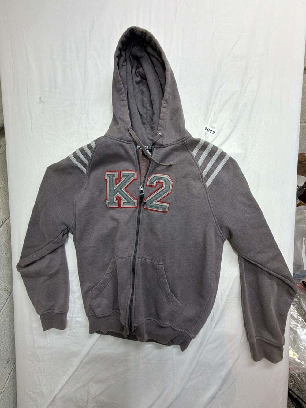 K2 Full Zip Hoodie Size Medium Gray Applique